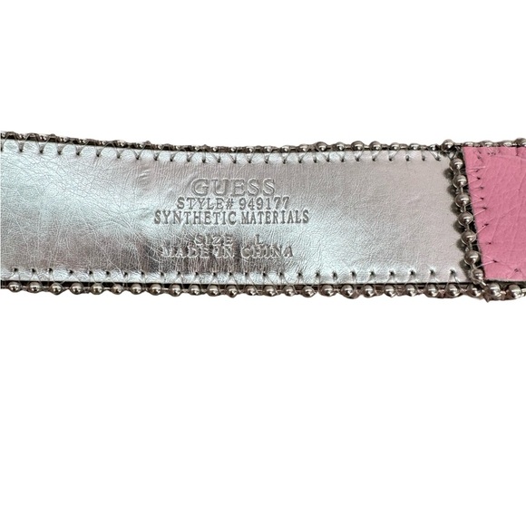 GUESS Pink Studded Belt with Silver Buckle - Size Large - Picture 6 of 6
